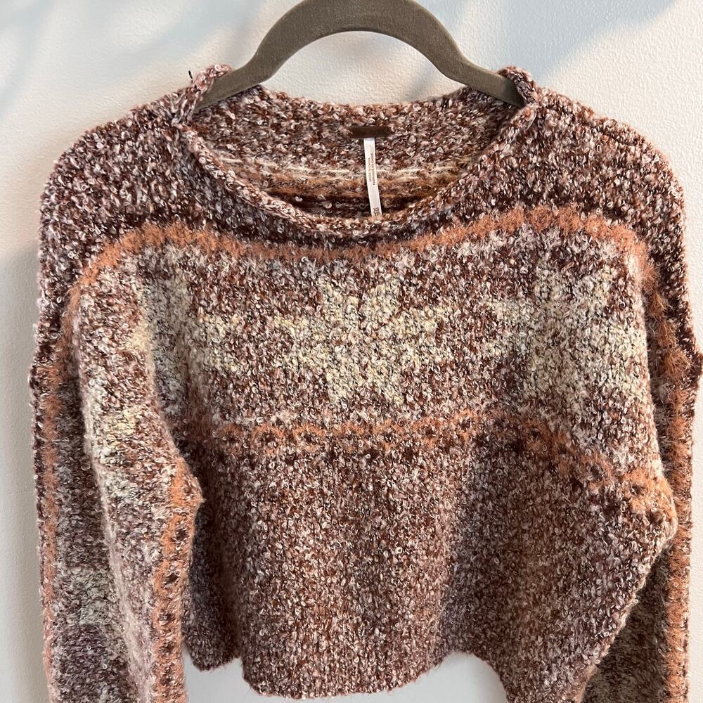Free People Gingerbread Snowflake Cropped Pullover Sweater Size XS - Picture 3 of 7